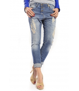 PLEASE jeans boyfriend baggy 3 buttons with rips DENIM P78 021