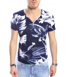 ANTONY MORATO T-shirt con stampa e scollo a V BLU MMKS00578 