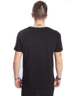 STK SUPER TOKYO T-shirt with eco leather BLACK STK1148