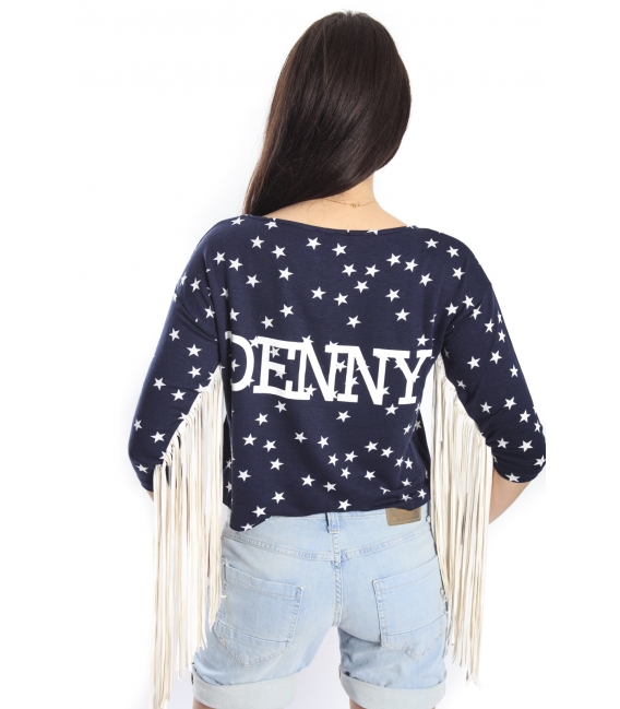 DENNY ROSE Jersey / T-shirt with stars BLACK 46DR61020 