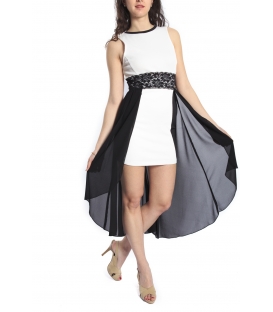 RINASCIMENTO Dress with lace WHITE/BLACK Art. CFC0066509003