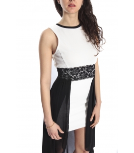 RINASCIMENTO Dress with lace WHITE/BLACK Art. CFC0066509003