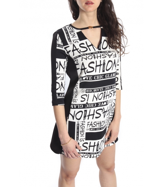 RINASCIMENTO Dress with print BLACK/WHITE Art. CFC0066492003