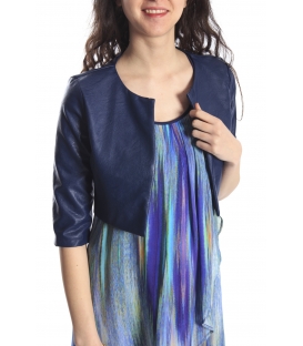 RINASCIMENTO Jacket in eco-leather BLUE Art. CFC0066390003