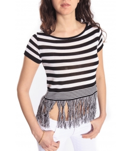 DENNY ROSE T-shirt /jersey with stripes BLACK WHITE 46DR51009 