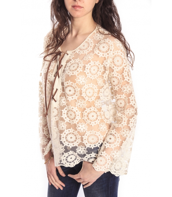 DENNY ROSE Blouse with lace WHITE 46DR41002
