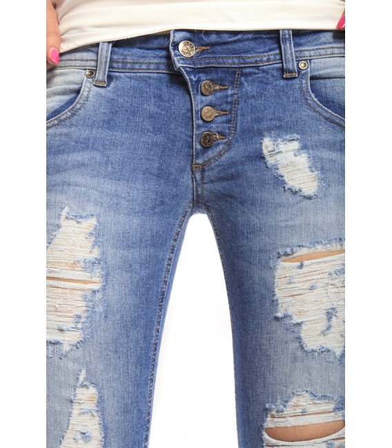 WIYA Jeans slim fit with con strappi DENIM Art. EVE MADE IN ITALY