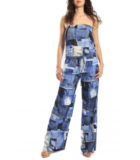 DENNY ROSE Tuta con pantalone ampio color DENIM 46DR22013 