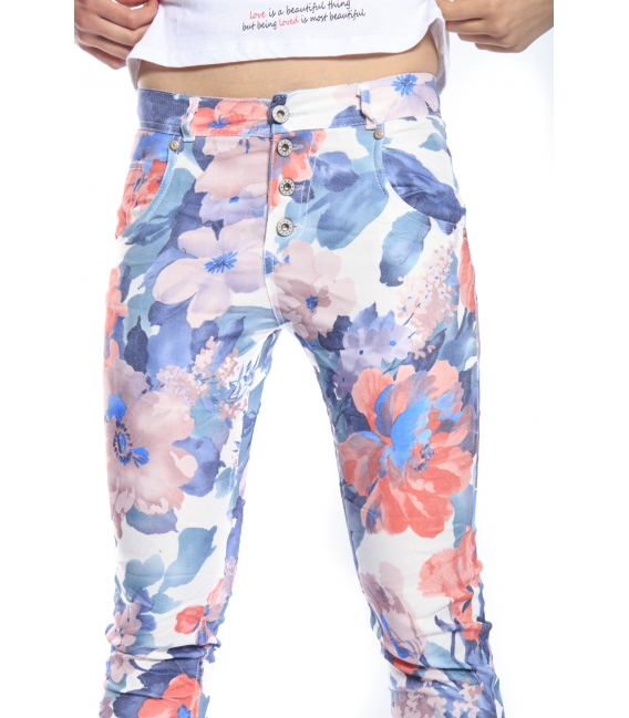 SLIDE OF LIFE Jeans baggy with flowers FANTASY Art.815112