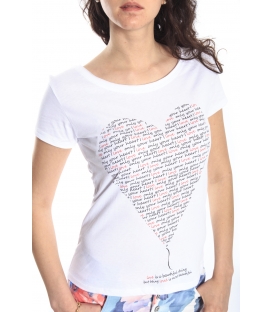 SLIDE OF LIFE T-shirt stampa cuore WHITE art. F14/3