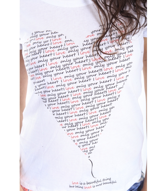 SLIDE OF LIFE T-shirt print heart WHITE art. F14/3