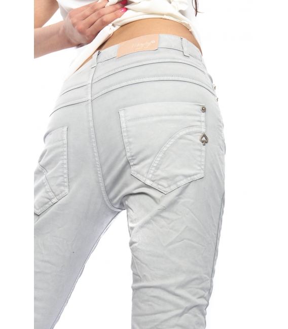 MARYLEY Jeans boyfriend baggy con zip GRIGIO Art. B60T