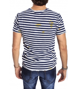 GIANNI LUPO T-shirt with stripes WHITE/BLUE Art. 1816-21