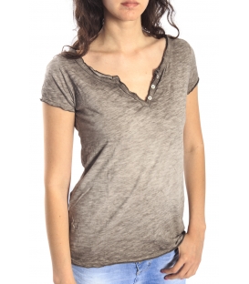 SUSY MIX T-shirt serafino con pizzo BEIGE Art.1569