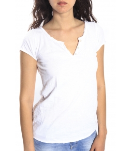 SUSY MIX T-shirt serafino with lace WHITE Art.1569
