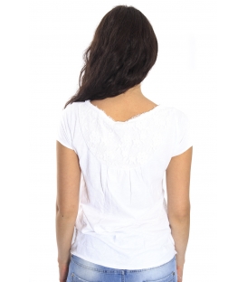 SUSY MIX T-shirt serafino con pizzo BIANCO Art.1569