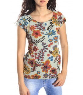 SUSY MIX T-shirt print with flowers GREEN Art. 3647