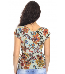 SUSY MIX T-shirt print with flowers GREEN Art. 3647