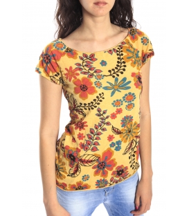 SUSY MIX T-shirt con stampa fiori GIALLO Art. 3647