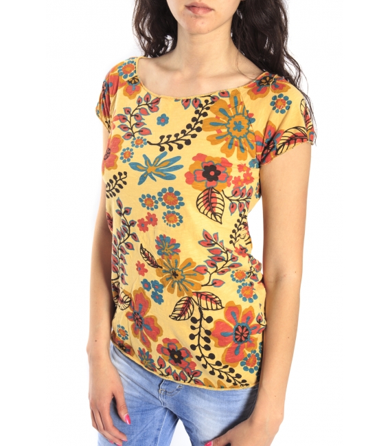 SUSY MIX T-shirt con stampa fiori GIALLO Art. 3647