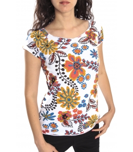 SUSY MIX T-shirt con stampa fiori BIANCO Art. 3647