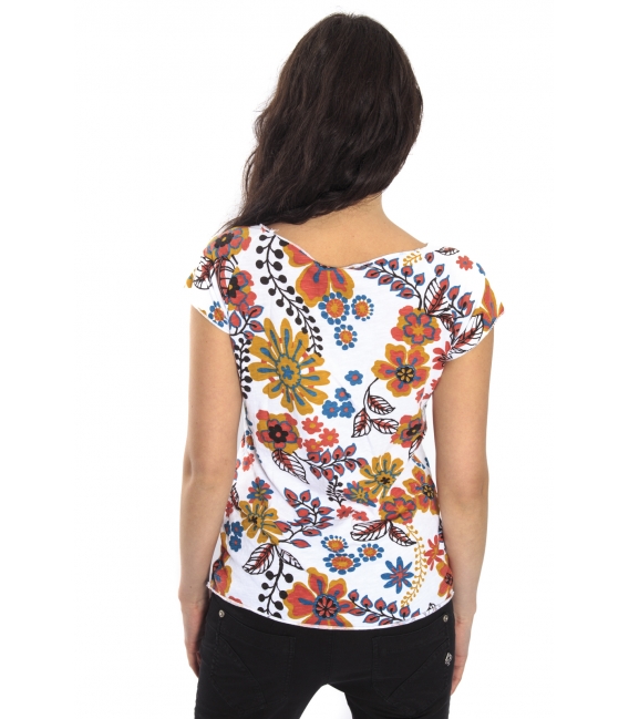 SUSY MIX T-shirt print with flowers WHITE Art. 3647