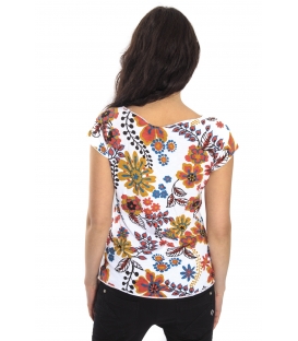 SUSY MIX T-shirt con stampa fiori BIANCO Art. 3647