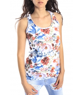 SUSY MIX Top con stampa fiori BIANCO Art. 743