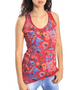 SUSY MIX Top con stampa fiori ROSSO Art. 743