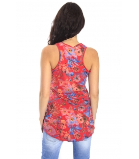 SUSY MIX Top con stampa fiori ROSSO Art. 743