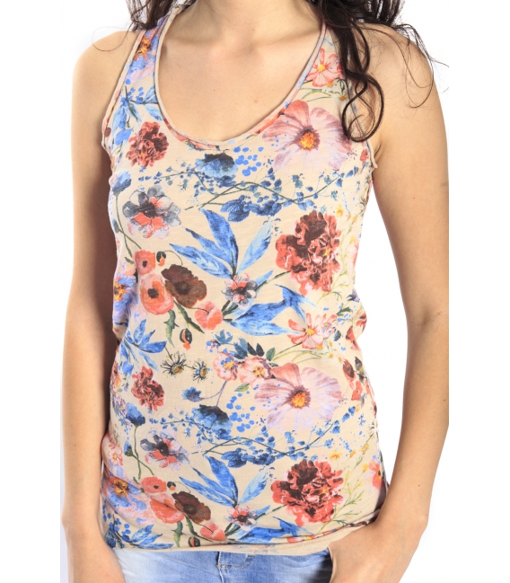 SUSY MIX Top with flowers BEIGE Art. 743