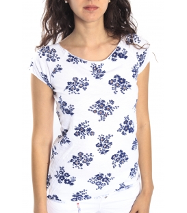 SUSY MIX T-shirt WHITE with BLUE flowers Art. 3671