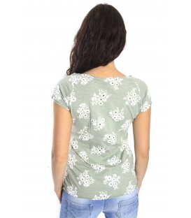 SUSY MIX T-shirt GREEN with WHITE flowers Art. 3671