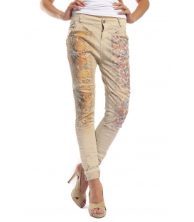 MARYLEY Jeans boyfriend baggy FANTASY BEIGE with print Art. B51E