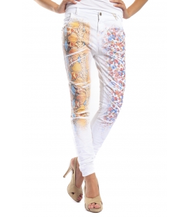 MARYLEY Jeans boyfriend baggy FANTASY WHITE con stampa B51E