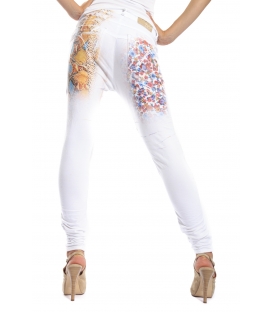 MARYLEY Jeans boyfriend baggy FANTASY WHITE con stampa B51E