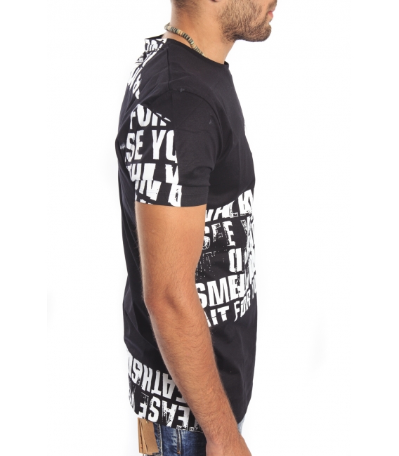 Antony Morato T-shirt nera con scritta bianca mmks00665