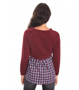 MARYLEY Jersey with print squared col. MARSALA Art. 51B810/00BL