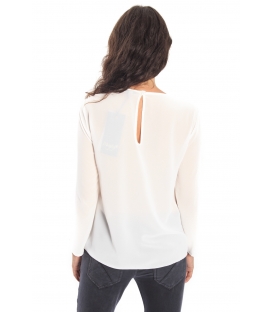 MARYLEY Blusa con dett. plissé BIANCO Art. B05B