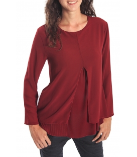 MARYLEY blusa con dett. plissé BORDEAUX Art. B05B