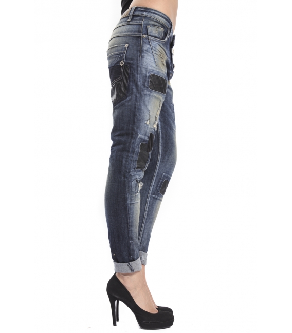 MARYLEY Jeans Boyfriend baggy with patches DENIM Art. B605/RDD