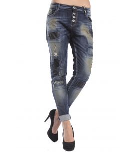 MARYLEY Jeans Boyfriend baggy with patches DENIM Art. B605/RDD