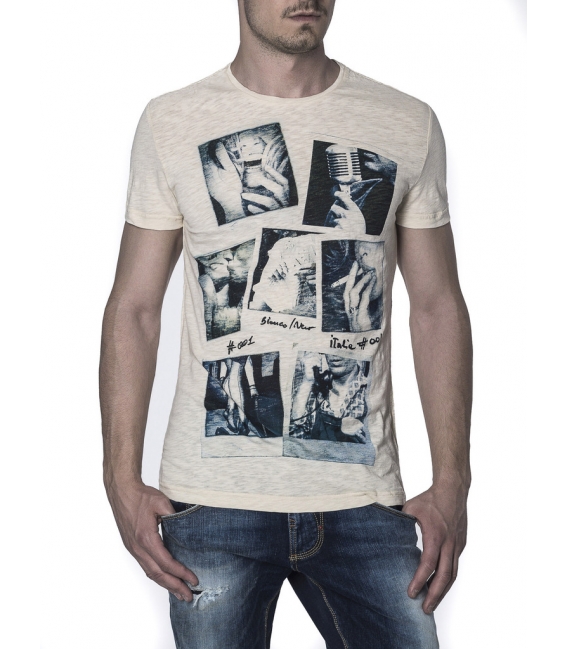 Antony Morato Shirt con stampa polaroids col. CARTA mmks00717