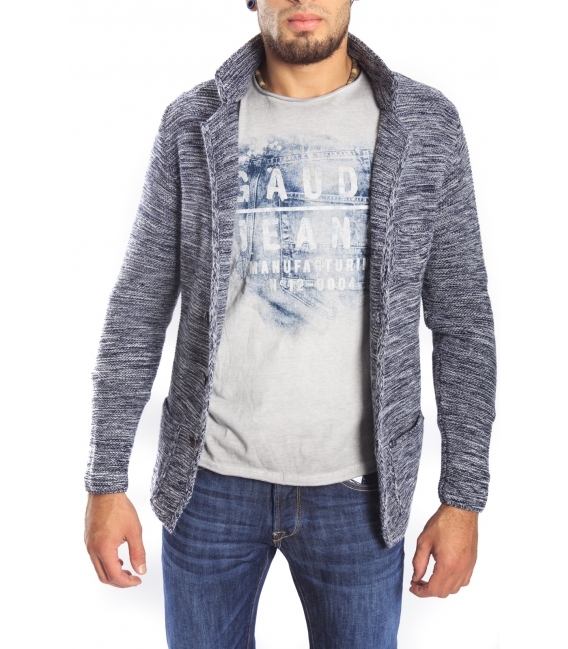 Gaudi Jeans - giacca in maglia blu/grigio 52bu56001