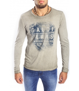 Gaudi Jeans - maglia in cotone con stampa Grigia 52bu67181