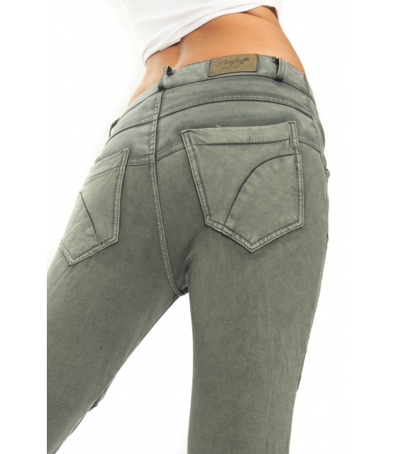 MARYLEY Jeans Boyfriend baggy con effetto felpa GREEN Art. B60Z/E01