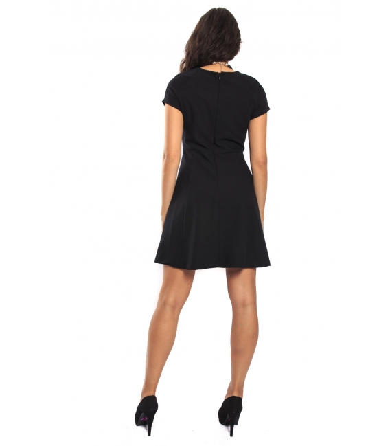 RINASCIMENTO Dress short sleeve BLACK + necklace CFC0069722003