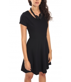 RINASCIMENTO Dress short sleeve BLACK + necklace CFC0069722003