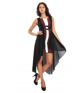 RINASCIMENTO Dress with eco-leather BLACK / BORDEAUX CFC0069980003