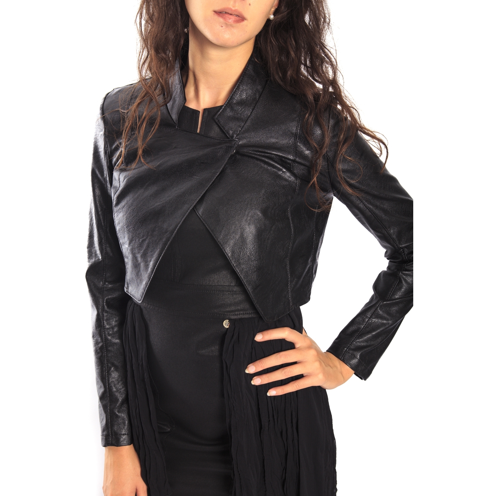 RINASCIMENTO Giacca corta in ecopelle NERO Art. CFC0069951003